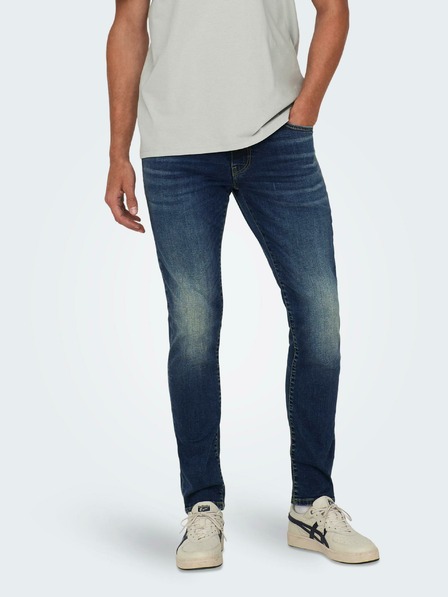 ONLY & SONS Tmavomodré pánske džínsy slim fit strihu ONLY & SONS Loom