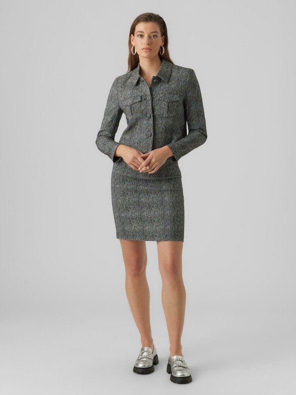 AWARE by VERO MODA Dámska šedá vzorovaná bunda AWARE by VERO MODA Gracelynn