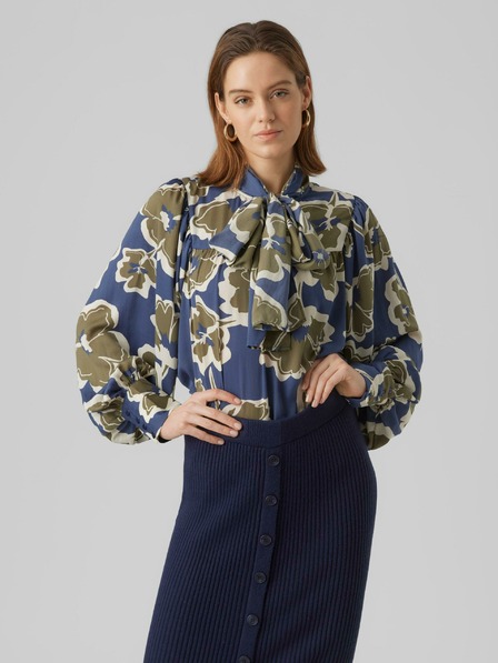 AWARE by VERO MODA Dámska zeleno-modrá kvetovaná blúzka AWARE by VERO MODA Grayce