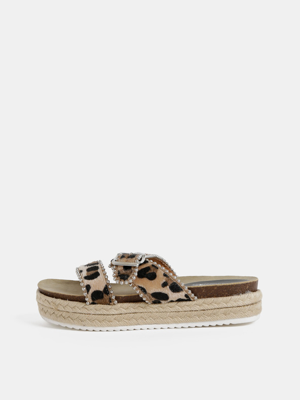 Hailys Béžové dámske papuče s leopardím vzorom Haily's Leo