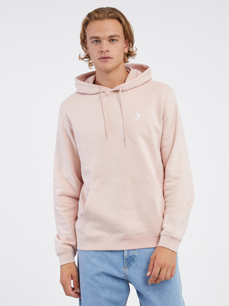 Converse Svetloružová unisex mikina Converse Go-To s výšivkou