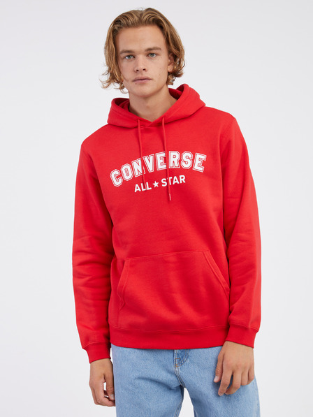 Converse Červená unisex mikina s kapucňou Converse Go-To Wordmark