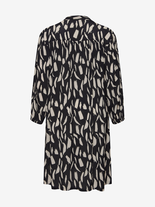 Fransa Krémovo-čierne vzorované košeľové šaty s trojštvrťovými rukávmi Fransa