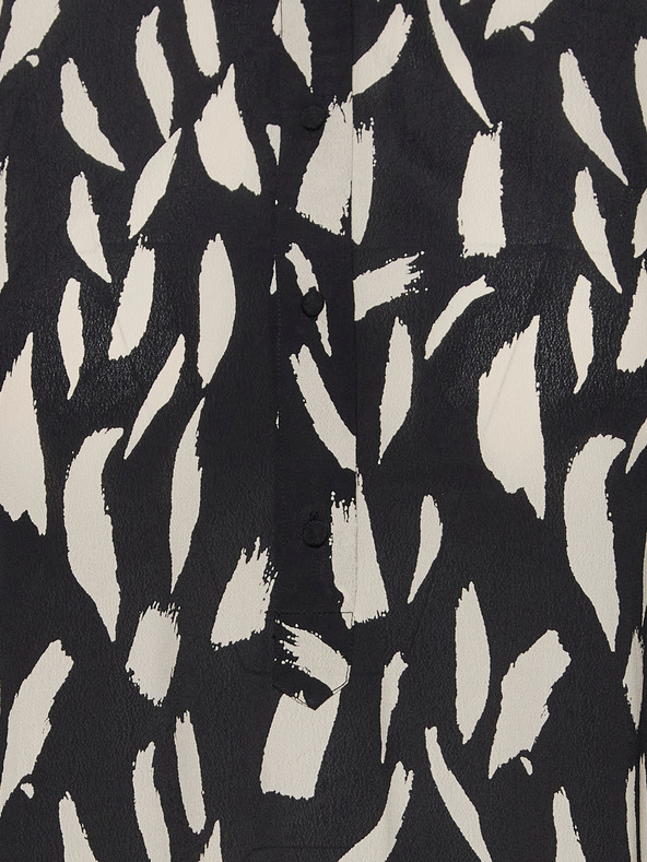 Fransa Krémovo-čierne vzorované košeľové šaty s trojštvrťovými rukávmi Fransa