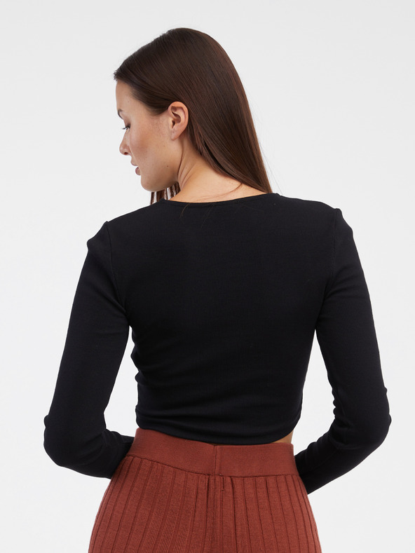 Noisy May Čierne dámske základné tričko s dlhým rukávom Noisy May Aya