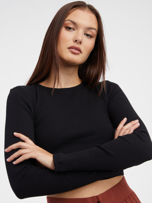 Noisy May Čierne dámske základné tričko s dlhým rukávom Noisy May Aya