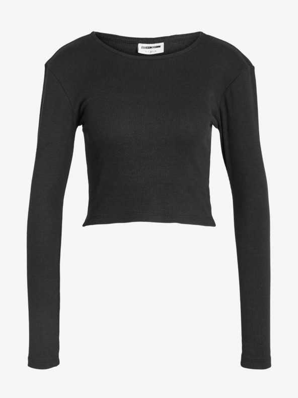 Noisy May Čierne dámske základné tričko s dlhým rukávom Noisy May Aya