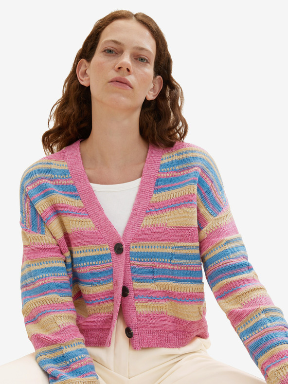 Tom Tailor Tom Tailor Ružový dámsky pruhovaný sveter