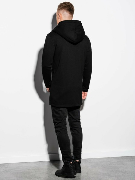 Ombre Clothing Čierna pánska mikina na predĺžený zips s kapucňou B668 HUGO