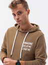 Ombre Clothing Hnedá pánska mikina s potlačou na chrbte Ombre Clothing