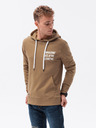 Ombre Clothing Hnedá pánska mikina s potlačou na chrbte Ombre Clothing