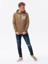 Ombre Clothing Hnedá pánska mikina s potlačou na chrbte Ombre Clothing