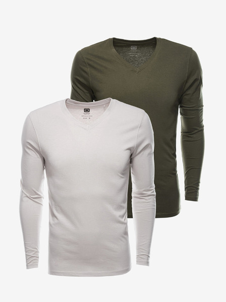 Ombre Clothing Pánske tričko s dlhým rukávom bez potlače - mix 2 kusov v balení V5 Z41 basic