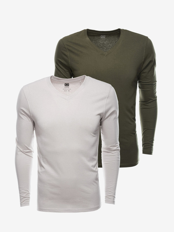 Ombre Clothing Pánske tričko s dlhým rukávom bez potlače - mix 2 kusov v balení V5 Z41 basic