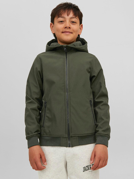 Jack & Jones Chlapčenská softshellová bunda Jack & Jones Basic v khaki farbe