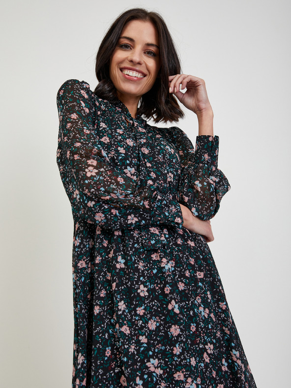 Orsay Čierne dámske kvetinové šaty ORSAY