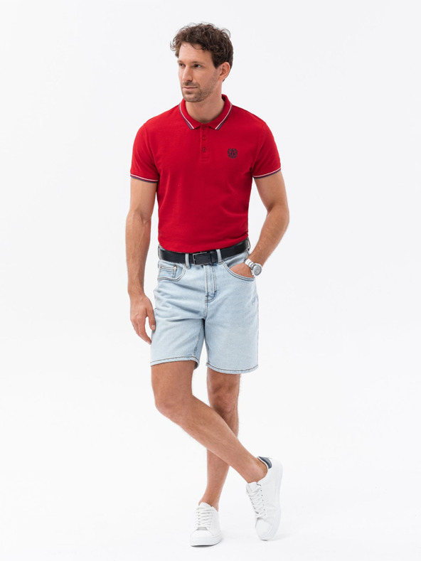 Ombre Clothing Červené pánske polo tričko Ombre Oblečenie