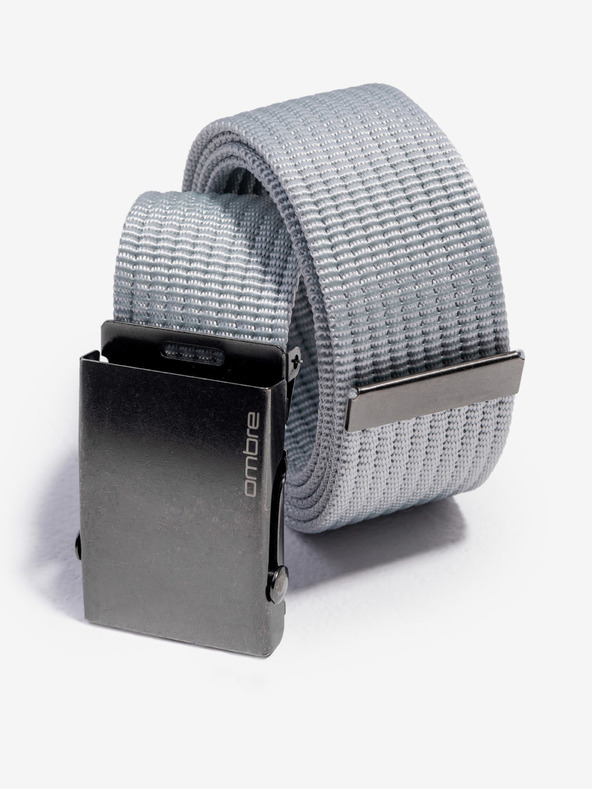Ombre Clothing Svetlošedý pánsky látkový opasok A376
