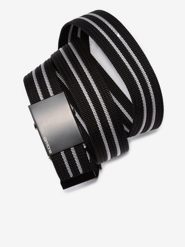 Ombre Clothing Šedý a čierny pánsky pruhovaný opasok Ombre Clothing