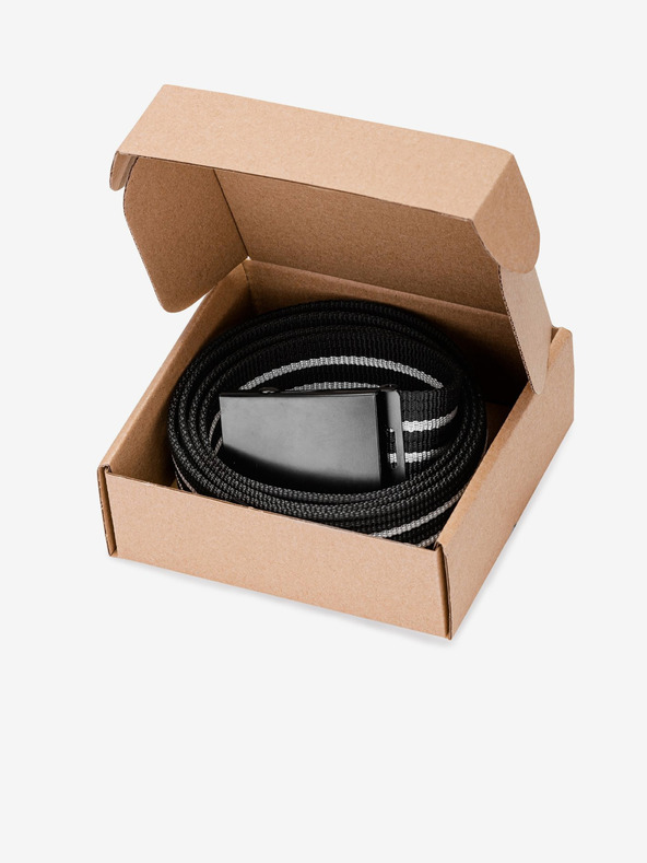 Ombre Clothing Šedý a čierny pánsky pruhovaný opasok Ombre Clothing