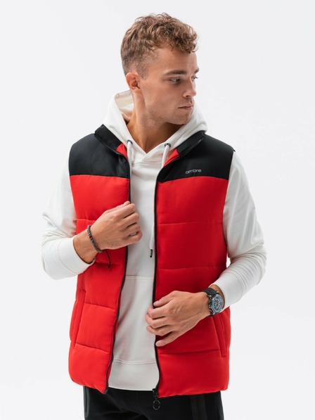 Ombre Clothing Čierno-červená pánska prešívaná vesta Ombre Clothing
