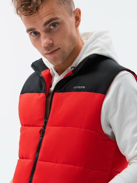 Ombre Clothing Čierno-červená pánska prešívaná vesta Ombre Clothing