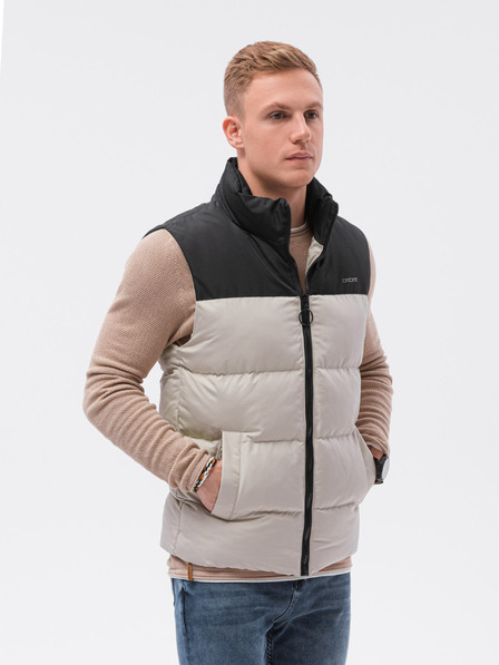 Ombre Clothing Čierno-béžová pánska prešívaná vesta Ombre Clothing