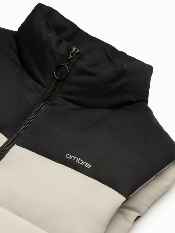Ombre Clothing Čierno-béžová pánska prešívaná vesta Ombre Clothing