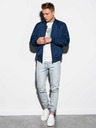 Ombre Clothing Pánska jarná bunda Bomber C439 - námornícka