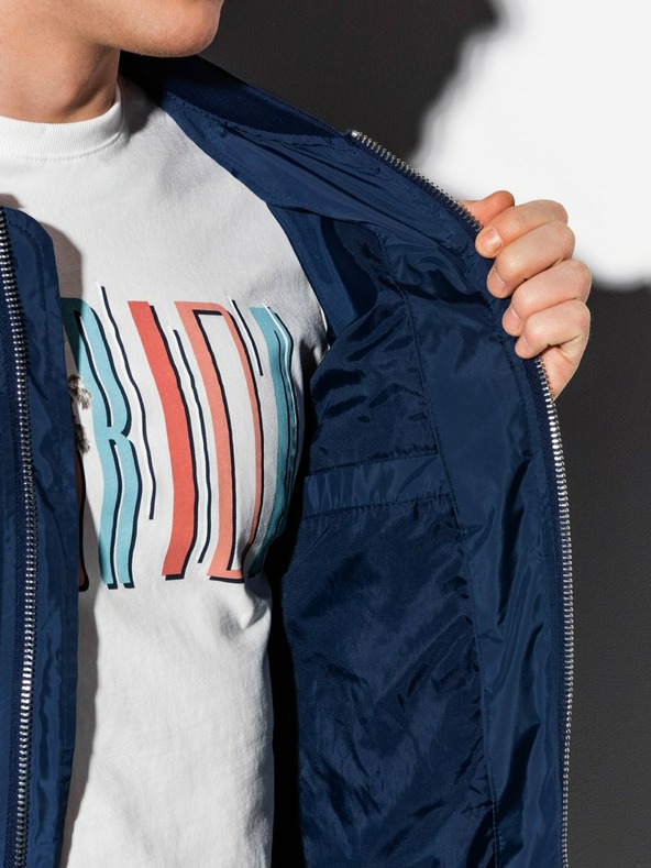 Ombre Clothing Pánska jarná bunda Bomber C439 - námornícka