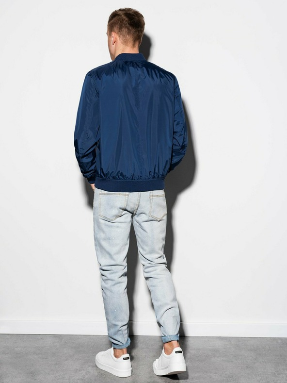 Ombre Clothing Pánska jarná bunda Bomber C439 - námornícka