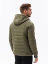 Ombre Clothing Zelená pánska ľahká bunda s kapucňou Ombre Oblečenie