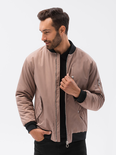 Ombre Clothing Béžová pánska bombera C516