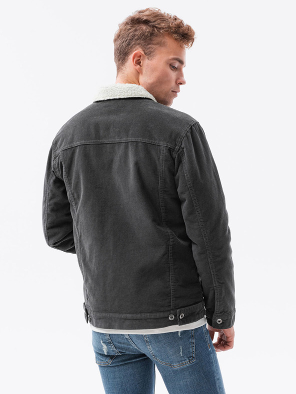 Ombre Clothing Tmavošedá pánska bunda C524 Ombre Clothing Transitional Jacket