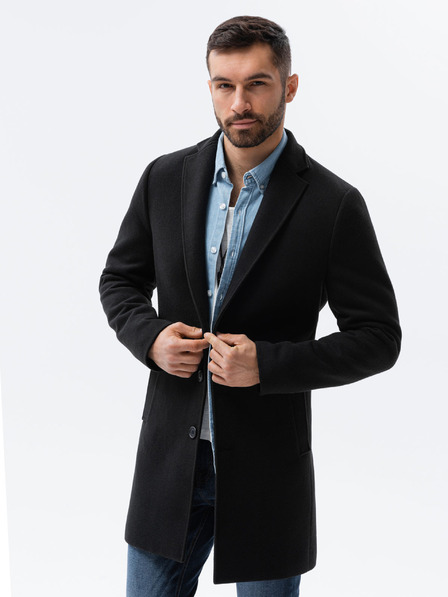 Ombre Clothing Čierny pánsky ľahký kabát Ombre Oblečenie