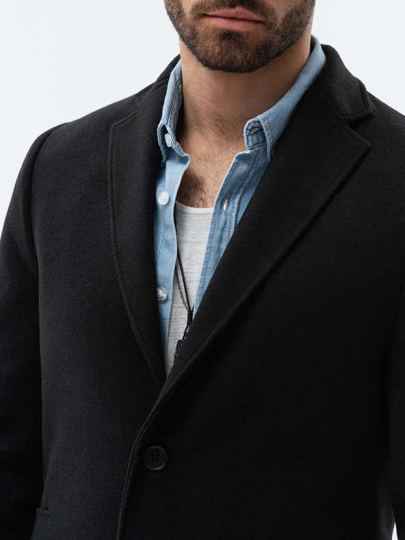 Ombre Clothing Čierny pánsky ľahký kabát Ombre Oblečenie