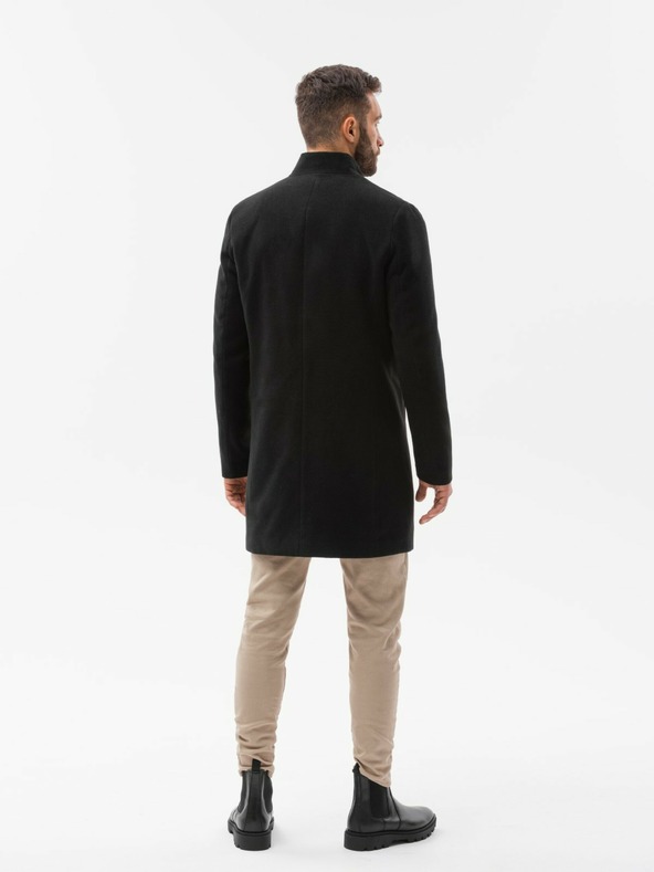Ombre Clothing Čierny pánsky kabát C501