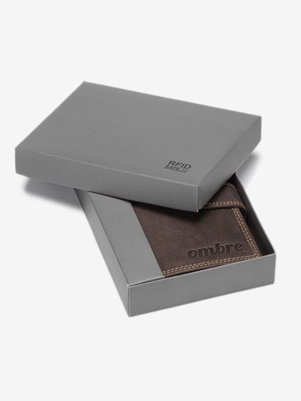 Ombre Clothing Hnedá pánska kožená peňaženka Ombre Clothing A091