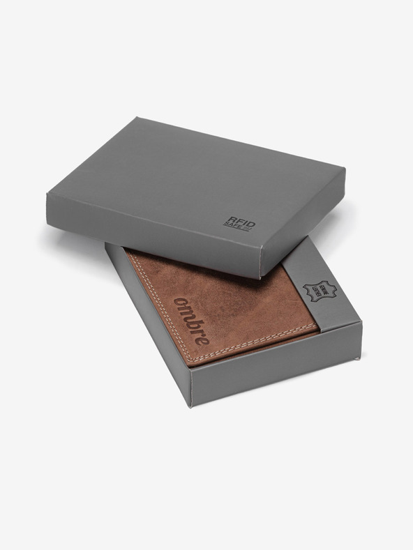 Ombre Clothing Hnedá pánska kožená peňaženka Ombre Clothing A092