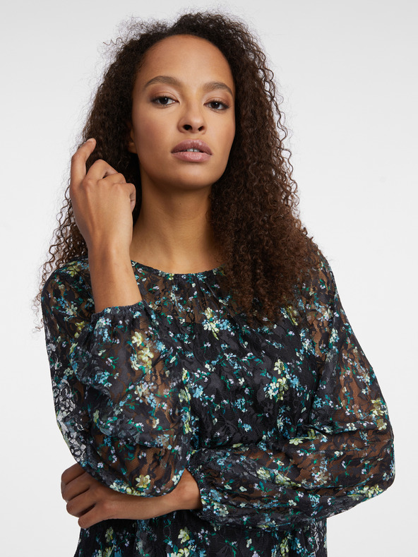 Orsay Čierna dámska kvetovaná blúzka ORSAY
