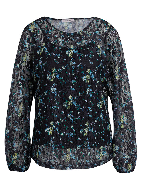 Orsay Čierna dámska kvetovaná blúzka ORSAY