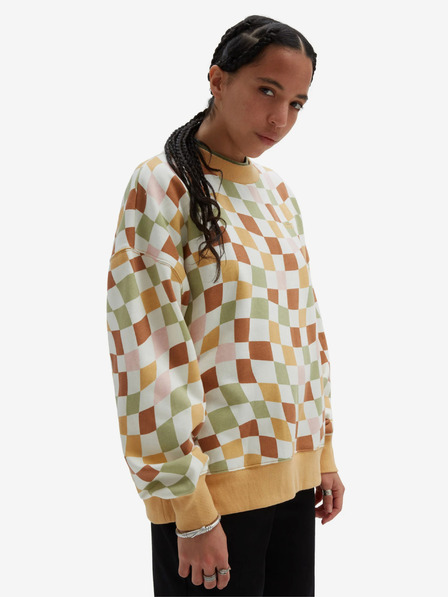 Vans Bielo-žltá dámska károvaná mikina VANS Club Slouchy