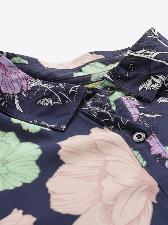 NAX Tmavomodré dámske kvetinové šaty NAX OCERA