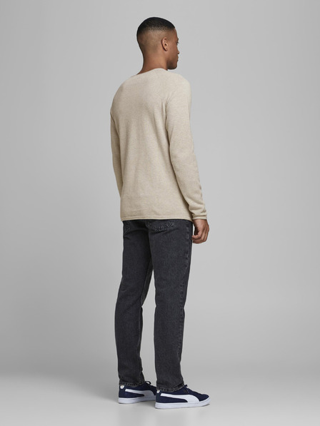 Jack & Jones Krémový pánsky základný sveter Jack & Jones Ehill