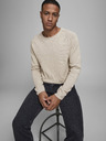 Jack & Jones Krémový pánsky základný sveter Jack & Jones Ehill