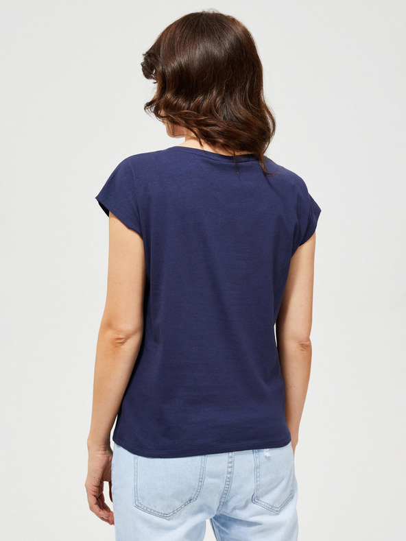 Moodo Modré tričko s bielym a ružovým motívom Moodo