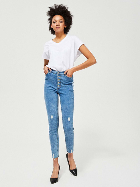 Moodo Modré dámske džínsy skinny fit Moodo