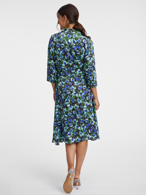 Orsay Zeleno-modré dámske kvetované košeľové šaty ORSAY