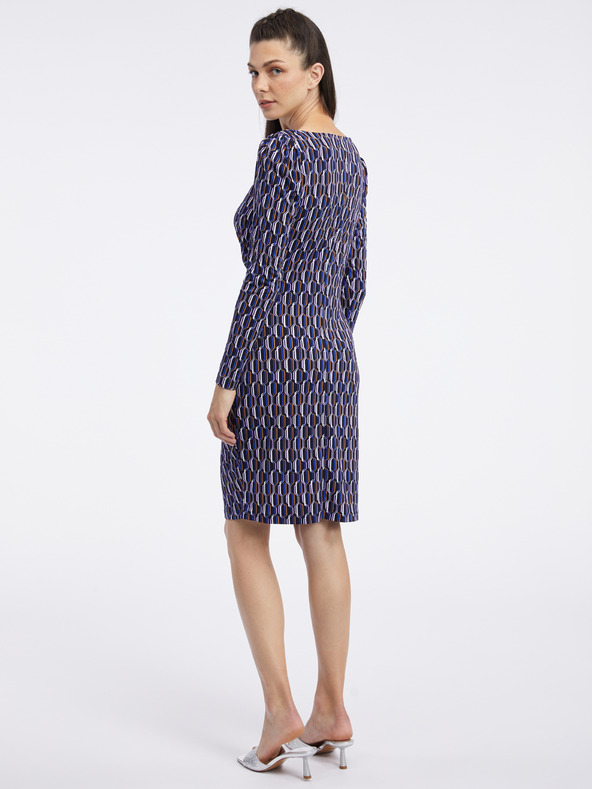 Orsay Tmavomodré dámske vzorované puzdrové šaty ORSAY