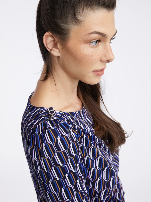 Orsay Tmavomodré dámske vzorované puzdrové šaty ORSAY